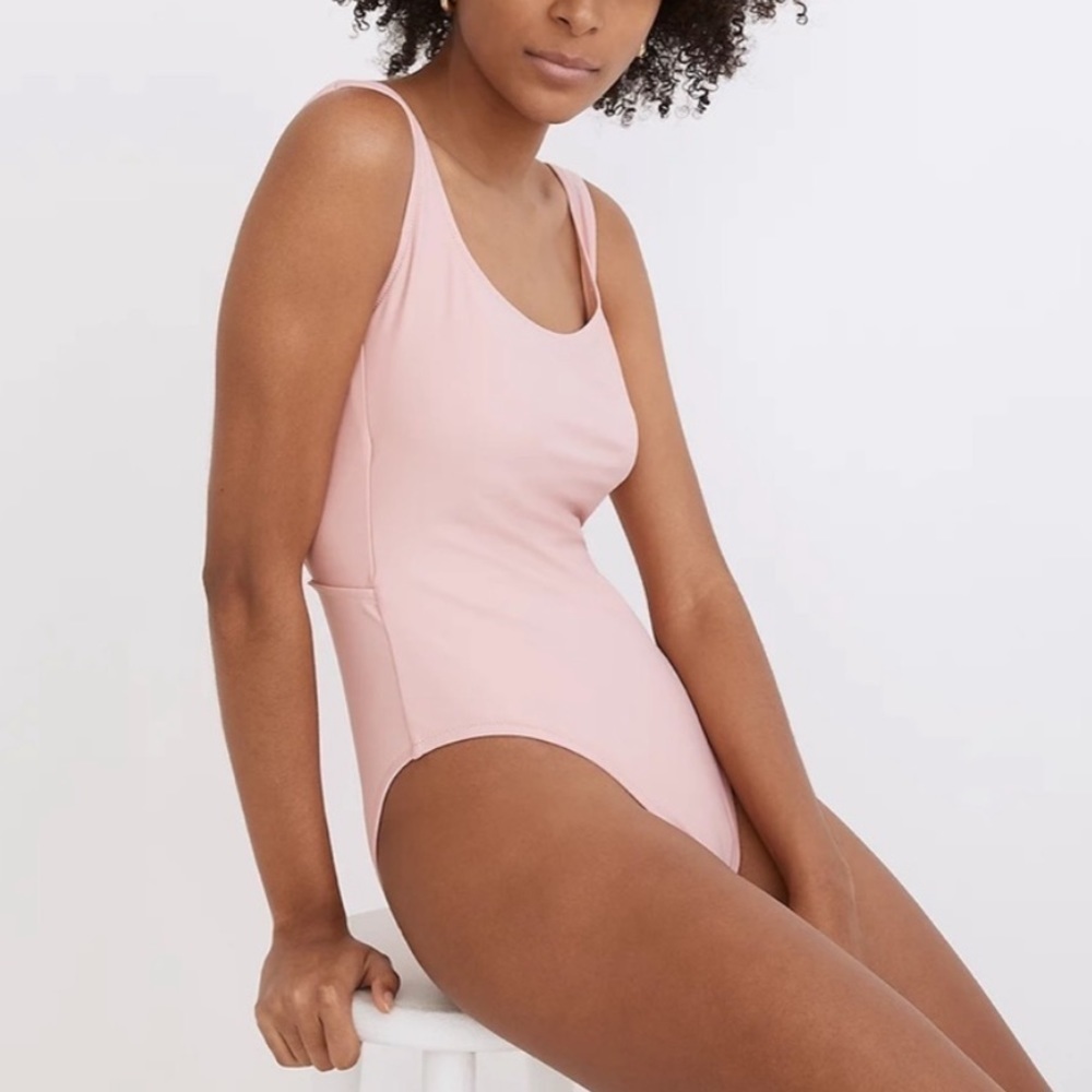 Madewell Pink Scoop Neck One-Piece Swimsuit